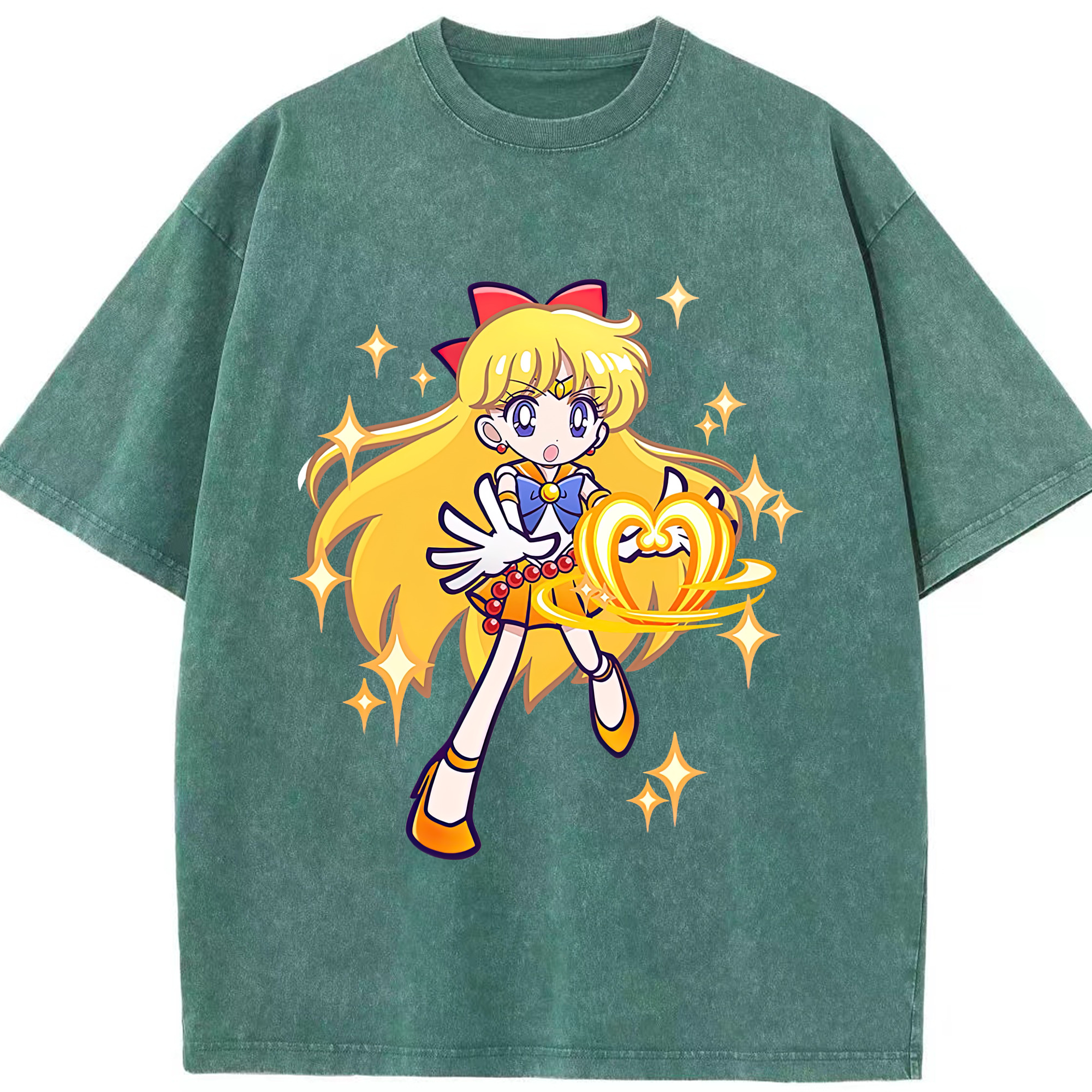 （画像用） 美少女戦士セーラームーン 愛野 美奈子 あいの みなこ Sailor Moon Aino Minako 綿100% ヴィンテージ風 半袖Tシャツ（フロントプリント）